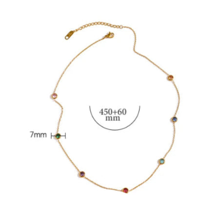 Yhpup 316l corrente de aço inoxidável colar delicado colorido zircônia cúbica colar na moda jóias bijoux femme festa