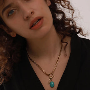 Yhpup colar de corrente de estrela de pedra natural azul de aço inoxidável joias à prova d'água delicado charme collier para mulheres