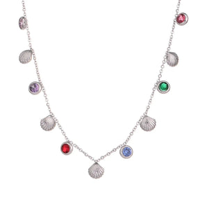 Yhpup novo colorido zircônia cúbica corrente colar de aço inoxidável moda colar jóias para mulheres bijoux femme presente