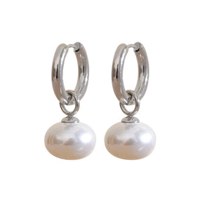 Yhpup alta qualidade imitação de pérolas gota aço inoxidável dourado coreano hoop brincos encantos moda jóias bijoux femme presente